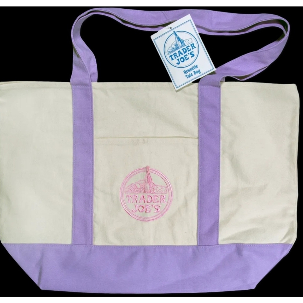 Trader Joe's Lavender and Cream Full Size Tote Bag